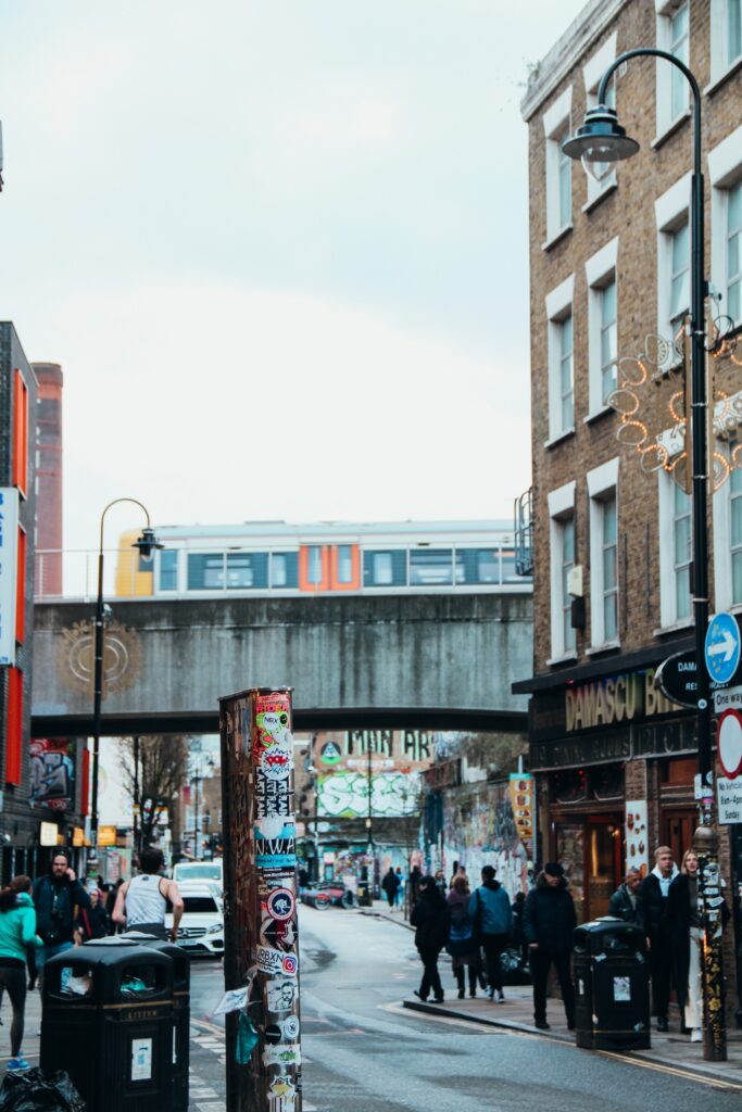 Busy streets of Shoreditch, London 